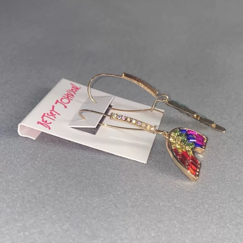 Betsey Johnson Rainbow & Lightning Bolt Earrings NWT - Picture 8 of 13